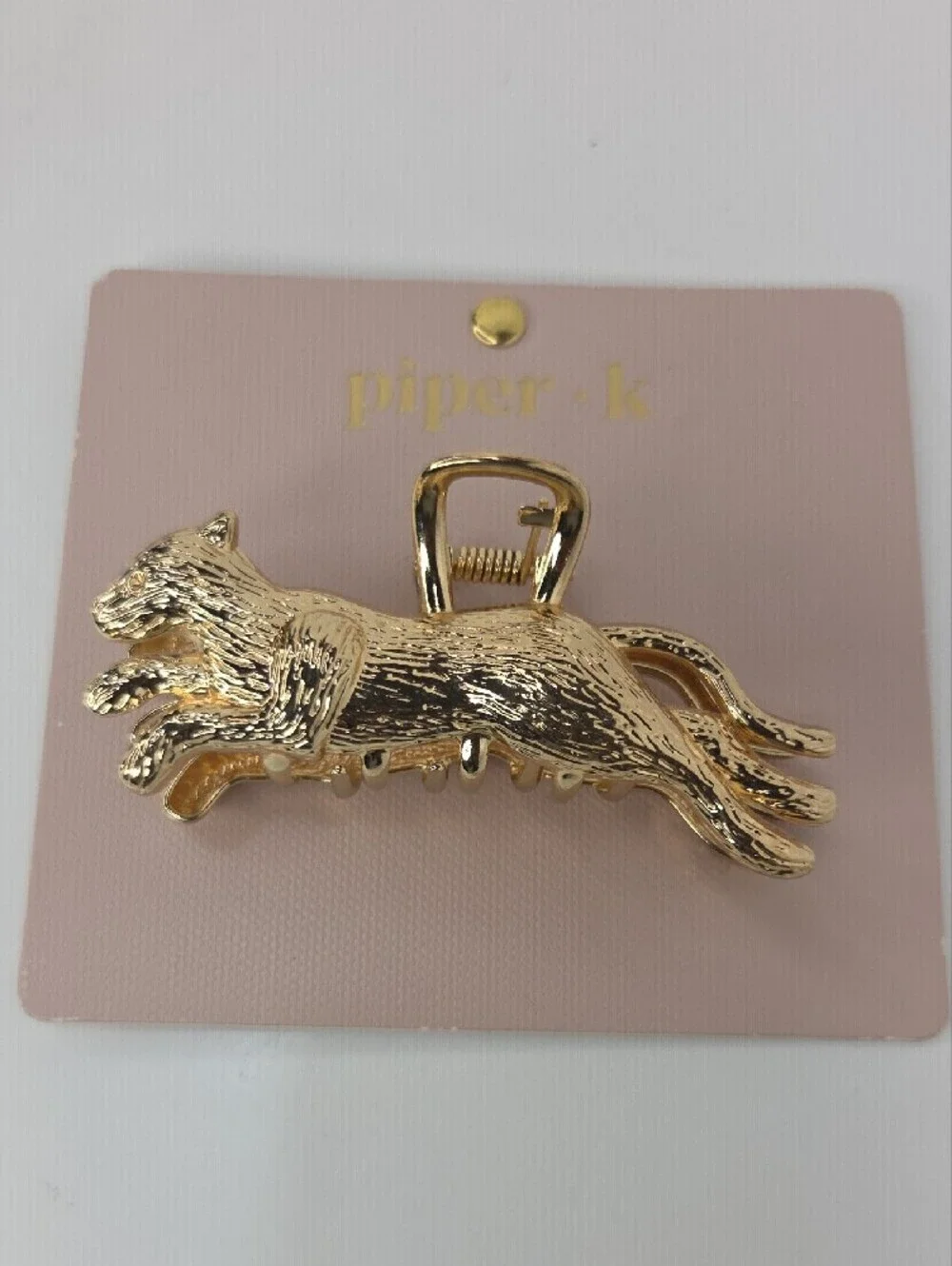 🐆▪️Piper k ▪️uk Exclsive Gold Leaping Cheetah Metal Hair Claw Clip